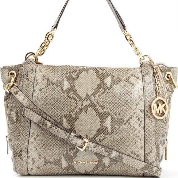 MICHAEL Michael Kors Handbags - MICHAEL Michael Kors Stanthorpe Snake Stamped Leather Large Satchel Shoulder Bag